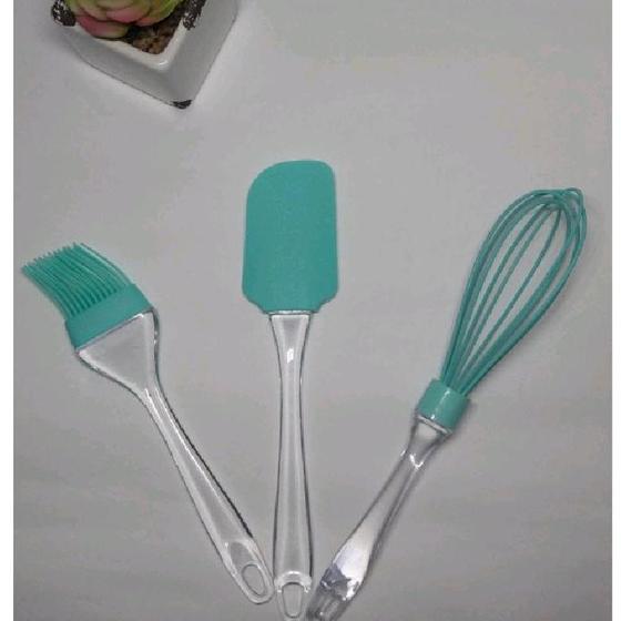 Imagem de Conjunto de utensílios de silicone e acrílico 3 peças culinária e cozinha