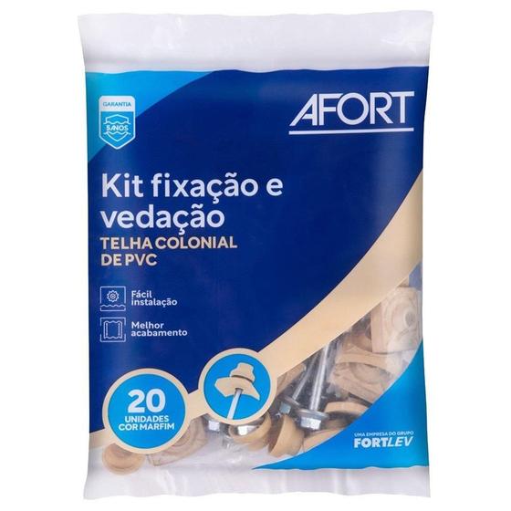 Conjunto de Vedação/Fixação Afort Colonial para Telha PVC Marfim - Pacote com 20 Unidades Menor preço em Conjunto de Vedação/Fixação Afort Colonial para Telha PVC Marfim - Pacote com 20 Unidades