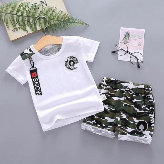 Imagem de Conjunto De Verão Para Bebês Meninas Meninos Crianças 2 Peças Camiseta Shorts Conjunto Casual De