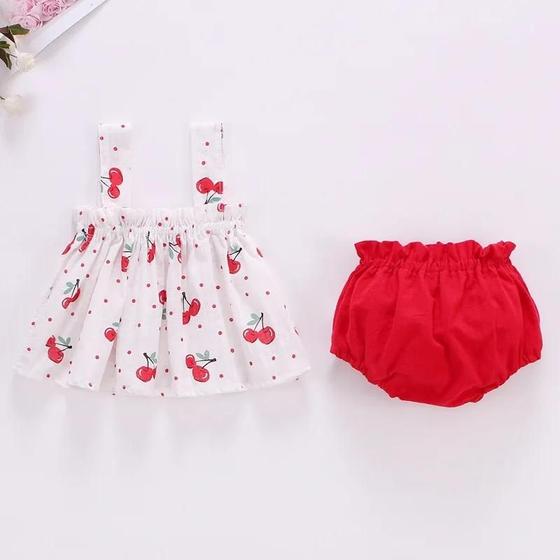 Imagem de Conjunto de Vestido e Shorts de Algodão Floral para Meninas - Roupas de Verão