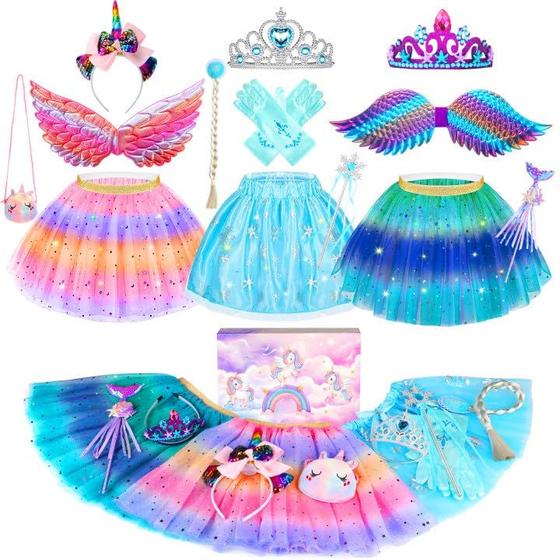 Imagem de Conjunto de vestidos de princesa OFUSUY para meninas com brinquedos de princesa 3-6Y