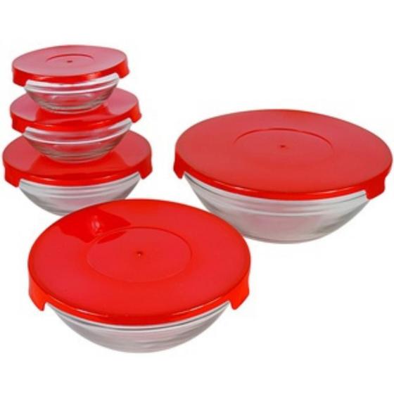 Imagem de Conjunto De Vidro Kit 5 Pçs Com Tampa Material Resistente 