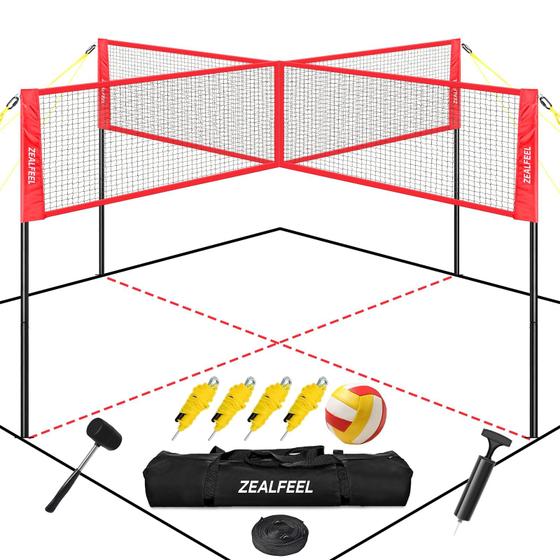 Imagem de Conjunto de Voleibol ZEALFEEL 4 Quadras - 4-Way com Bola