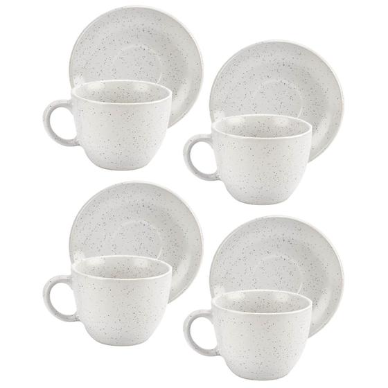 Imagem de Conjunto de xícaras com pires 8 peças branco 210ml