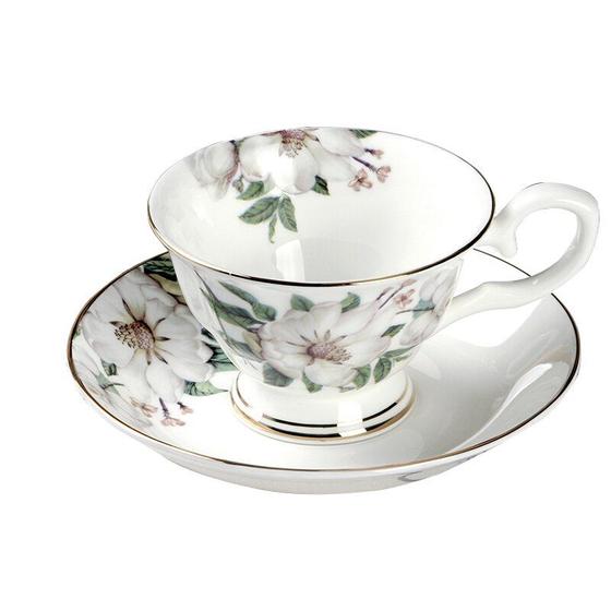 Imagem de Conjunto de Xícaras de Café Bone China Wokex - Flores Coloridas com Pires