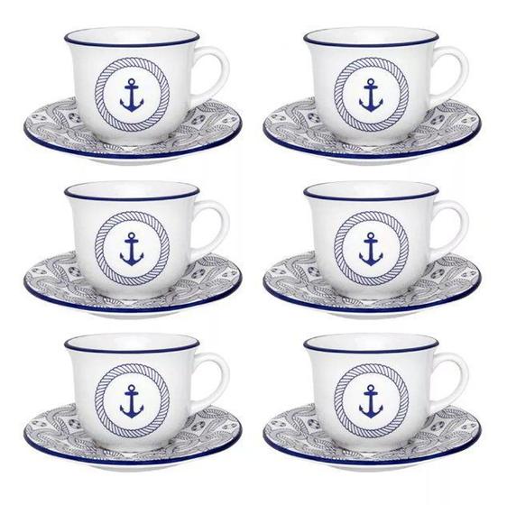 Imagem de Conjunto de Xícaras de Chá com Pires 12 peças Floreal Náutico - Oxford