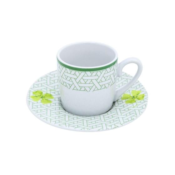 Imagem de Conjunto De Xícaras De Porcelana Para Café Da Manhã Trevo 4 Folhas - 12 Peças