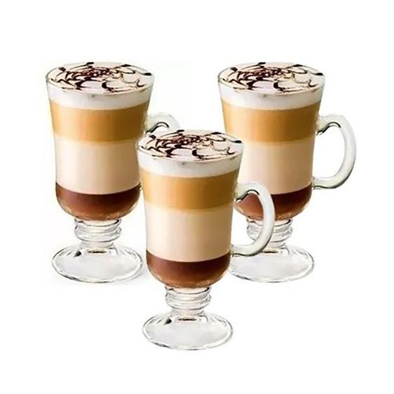 Imagem de Conjunto de Xicaras Para Café Cappuccino  Vidro Irish 120ml 3 Peças