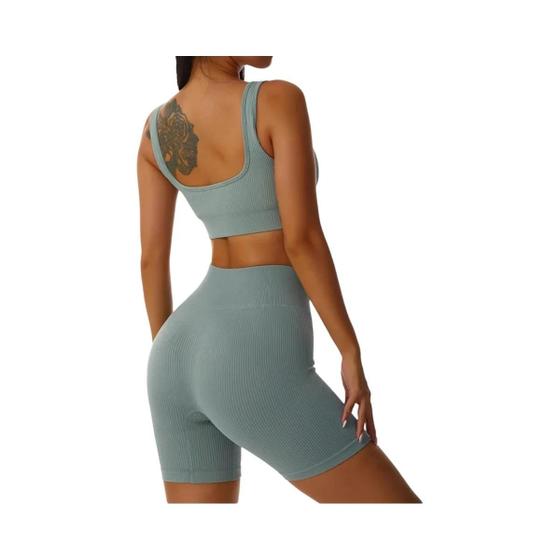 Imagem de Conjunto de Yoga Feminino Sem Costura - Top e Shorts Confortáveis