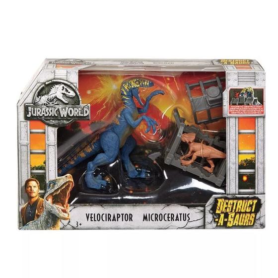 Imagem de Conjunto Destrutosauros Jurassic World Velociraptor e Microceratus - FTD09 - Mattel