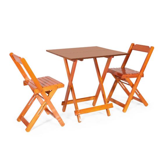 Imagem de Conjunto Dobrável 70 x 70 com 2 Cadeiras Dobráveis Mel - Móveis Britz