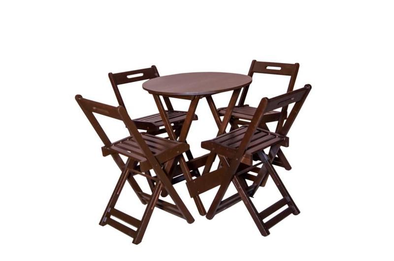 Conjunto Dobrável 70x70 Redondo com 4 Cadeiras Menor preço em Conjunto Dobrável 70x70 Redondo com 4 Cadeiras