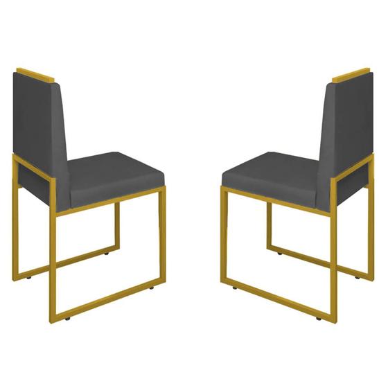 Imagem de Conjunto Duas Cadeiras Sala Jantar BARCELONA Dourado/Veludo