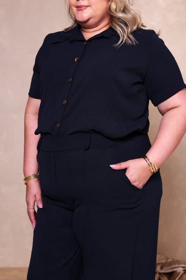 Imagem de Conjunto Duna Plus Size feminino Camisa Cropped Manga curta e Pantalona social