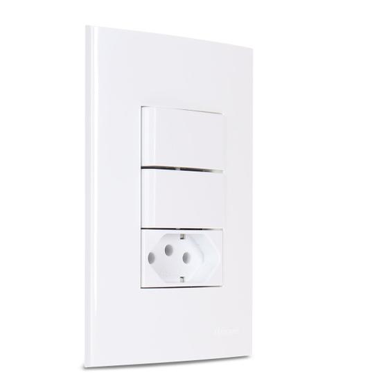 Imagem de Conjunto Duplo 1 Interruptor Paralelo + Tomada 10A Sleek Margirius