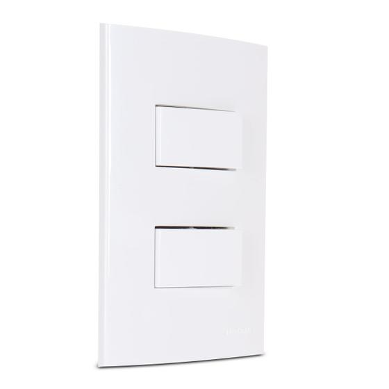 Imagem de Conjunto Duplo 2 Interruptor Simples 4x2 Branco Sleek Margirius
