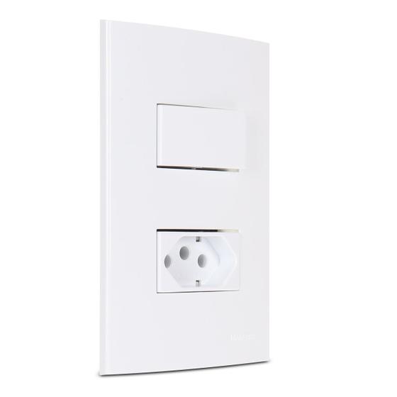 Imagem de Conjunto Duplo com Interruptor simples + Tomada 20A Branco Sleek Margirius