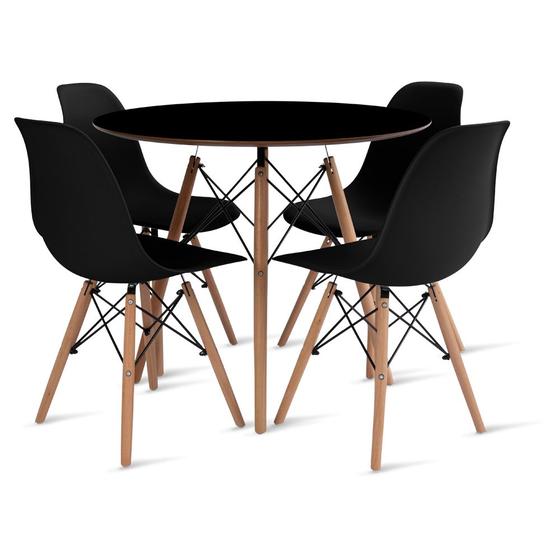 Conjunto Eames Mesa 90cm Preta e 4 Cadeiras Eames Preta Menor preço em Conjunto Eames Mesa 90cm Preta e 4 Cadeiras Eames Preta
