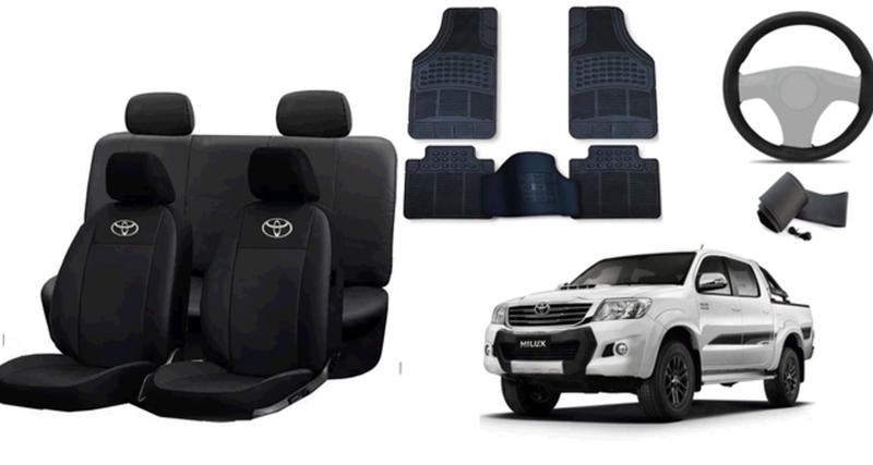 Imagem de Conjunto Elegante de Capa de Couro para Hilux 16-19 + Tapetes + Capa de Volante