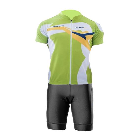 Imagem de Conjunto Elite Bermuda Short Preto Camisa Verde Ciclismo