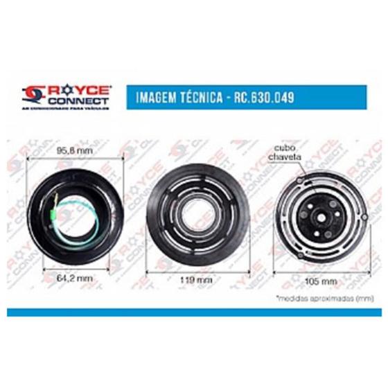 Imagem de Conjunto Embreagem Compressor Sanden 7H15 5H15 Se507 24V 8Pk