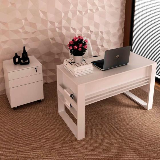 Imagem de Conjunto Escritório Completo Com Mesa e Gaveteiro Volante