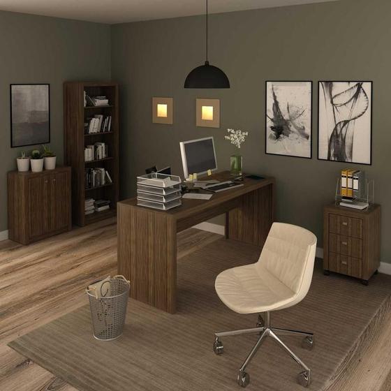 Imagem de Conjunto Escritório Completo Com Mesa Gaveteiro e Estante