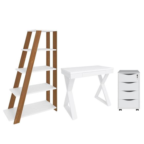 Imagem de Conjunto Escritório Home Office 3 Peças Veneti A06 Branco - Mpozenato