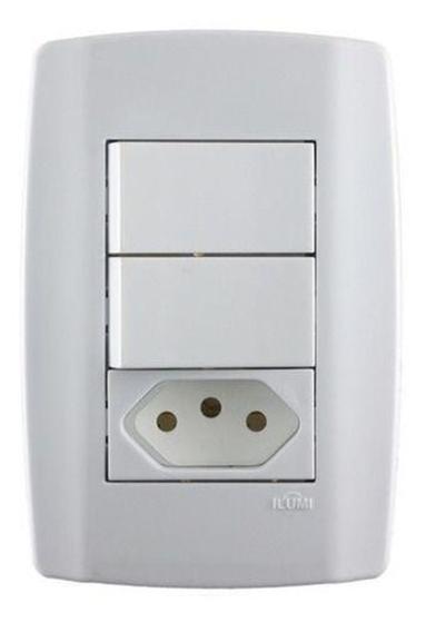 Conjunto Espelho 4x2 2 Interruptores 10A 250V + 1 Tomada 10A 250V ...