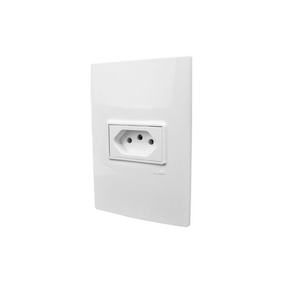 Imagem de Conjunto Espelho 4X2 com 1 Tomada 10A 250V Horizontal Com Suporte Linha Vivaz Ilumi - 78140