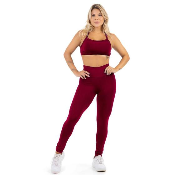 Imagem de Conjunto Esportivo Feminino Calça Lisa Basica Com Top Alcinh