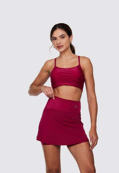 Imagem de Conjunto Esportivo Feminino Shorts Saia + Top Marsala