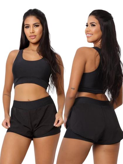 Imagem de Conjunto Esportivo Fitness para Academia Corrida Top e Short 2 em 1 Feminino