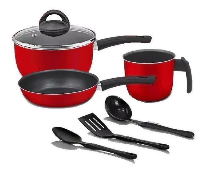 Imagem de Conjunto Essencial 6 peças Vermelho com utensílios