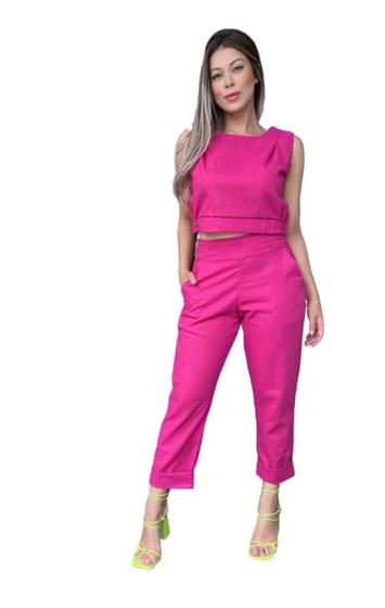 Imagem de Conjunto Executivo Feminino Calça Blusa de Linho