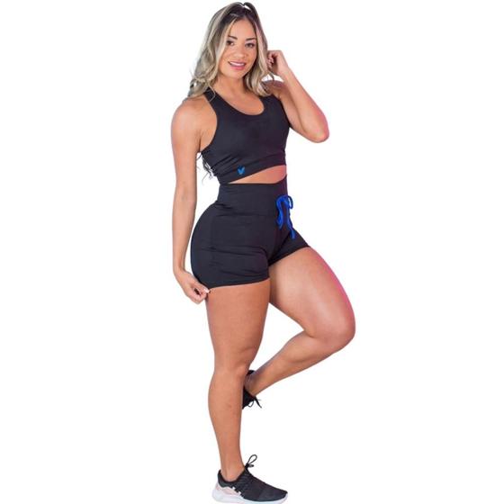 Imagem de Conjunto Exercício Funcional Short e top com Cós Regulável e Silk Hard Work Azul Royal - Lievi