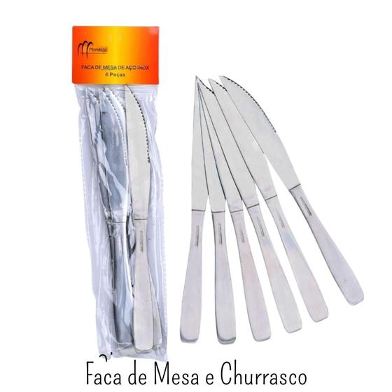Imagem de Conjunto faca de mesa e churrasco aço inox Monaliza   pack com 6 pçs   Cod. MZ-24281