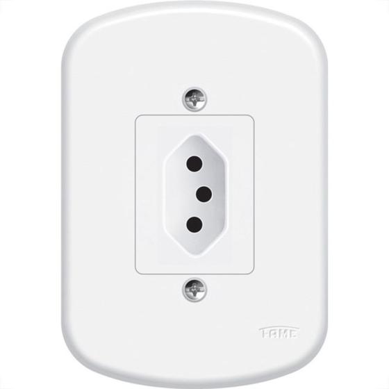 Imagem de Conjunto Fame 4X2 Branco Com Placa 1Tomada 10A