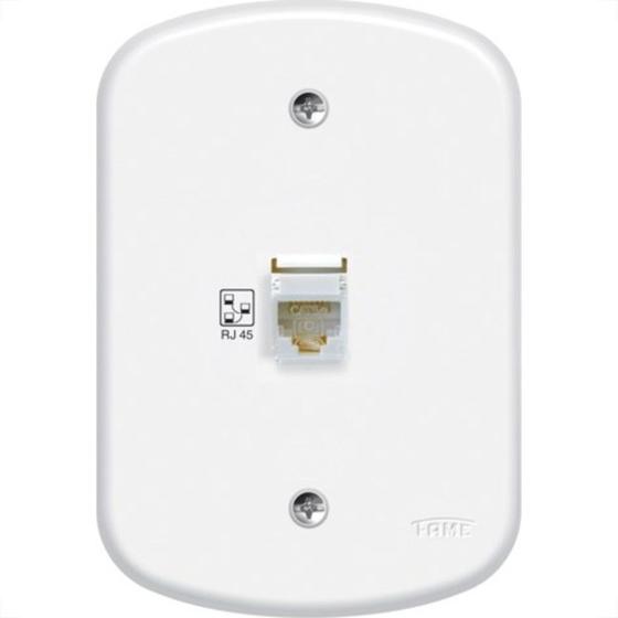 Imagem de Conjunto Fame 4X2 Branco Com Placa 1Tomada Rj45