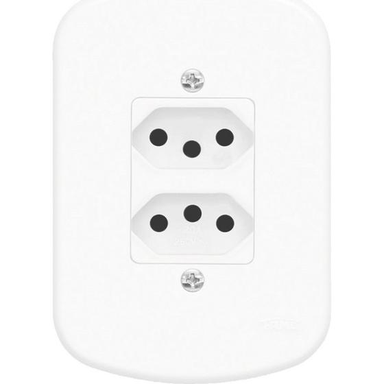 Imagem de Conjunto Fame 4X2 Branco Com Placa 2Tomada 20A