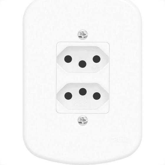Imagem de Conjunto Fame 4X2 Branco Com Placa 2Tomada 20A