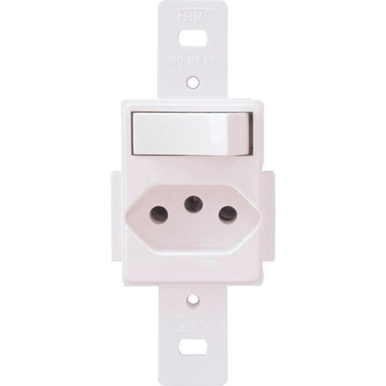 Imagem de Conjunto Fame 4X2 Branco Sem Placa 1Simples+Tomada 10A