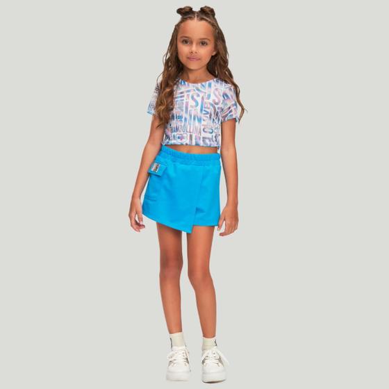 Imagem de Conjunto Fashion Blusa Tule e Short Saia Moletinho - Bambollina