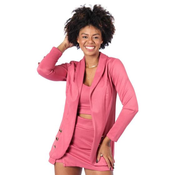 Imagem de Conjunto Femina de 3 Pçs Blazer Cropped e Short Saia Curta