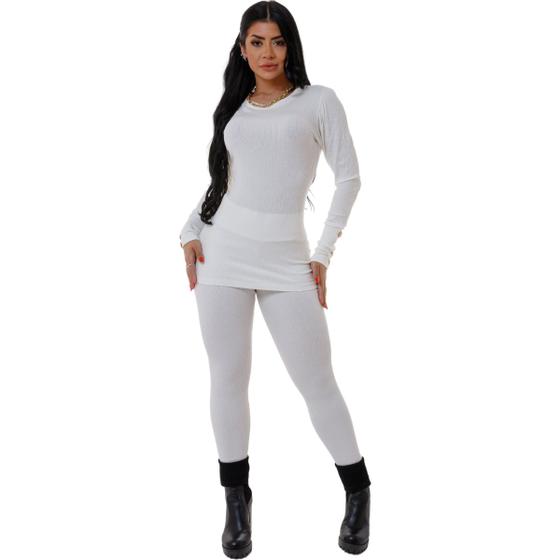 Imagem de Conjunto Feminino 2 Peças Outono Inverno Calça Jogger e Blusa Manga Longa