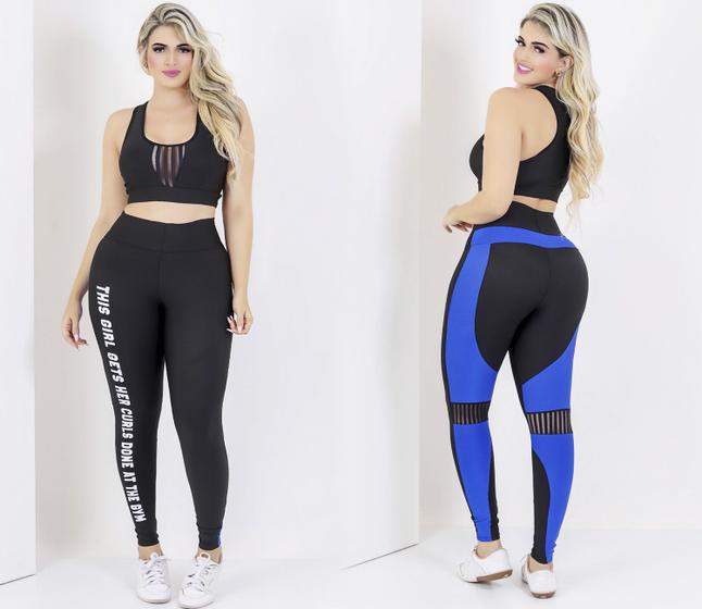 Imagem de Conjunto Feminino Academia Fitness Calça Legging e Top Suplex The Start Oferta Corte Joelho