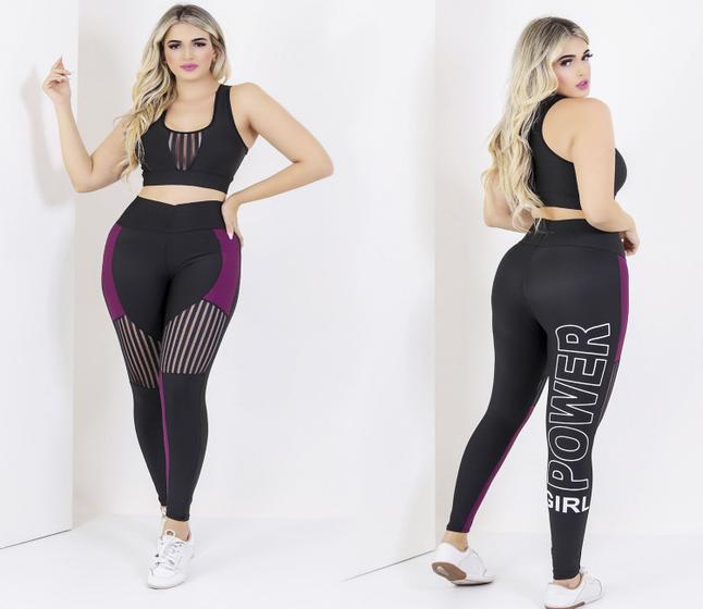 Imagem de Conjunto Feminino Academia Fitness Calça Legging e Top Suplex The Start Oferta Corte Joelho