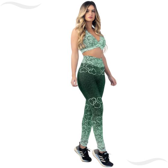 Imagem de Conjunto Feminino Academia Top C/Bojo E Legging Barrado 2024