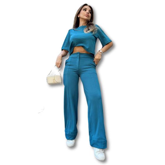 Imagem de Conjunto feminino alfaiataria elegante calça e blusa casual