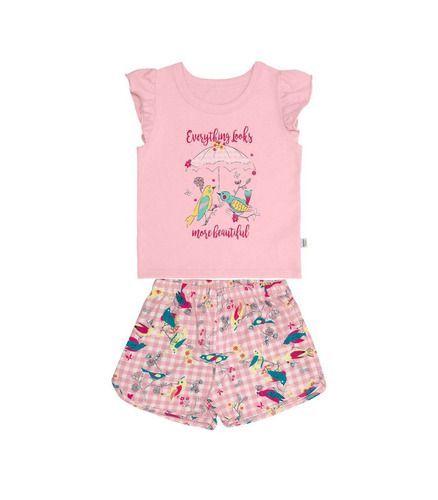 Imagem de Conjunto Feminino Bebe Blusinha Estampa Passarinho Com Shorts P Ao G